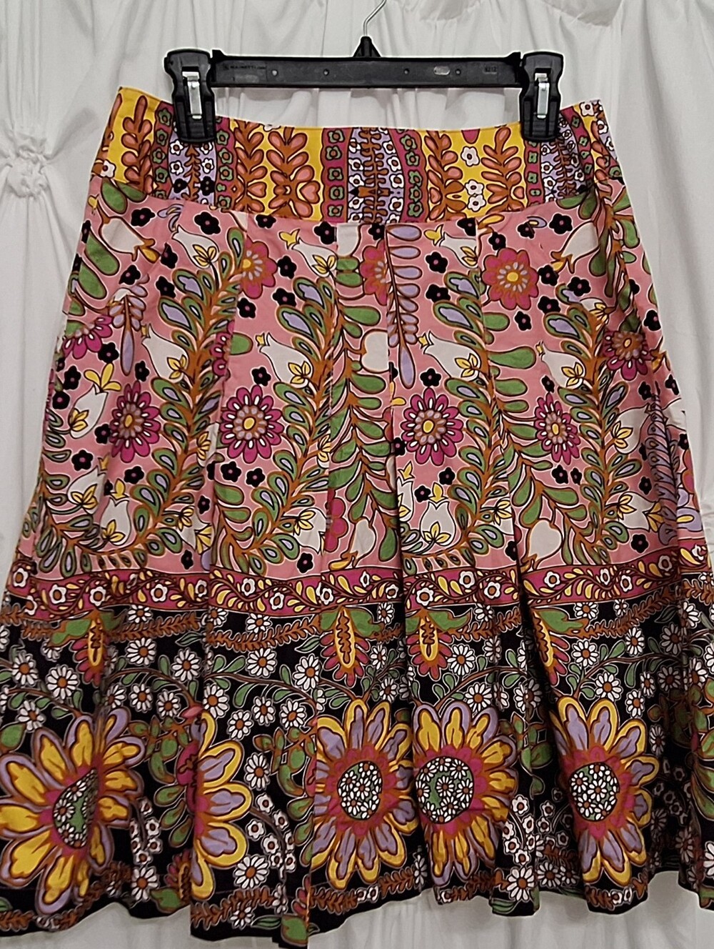 CAbi Pink Multi Floral Pleated Skirt